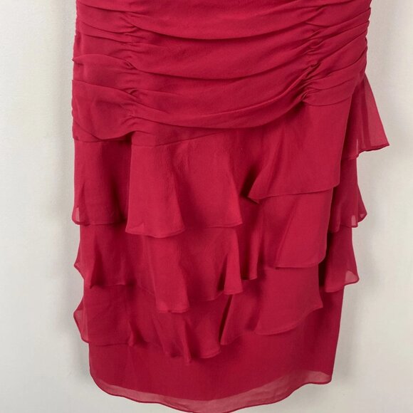Talbots Silk Ruffle Dress Size 6P Red Sleeveless Lined - Picture 4 of 11